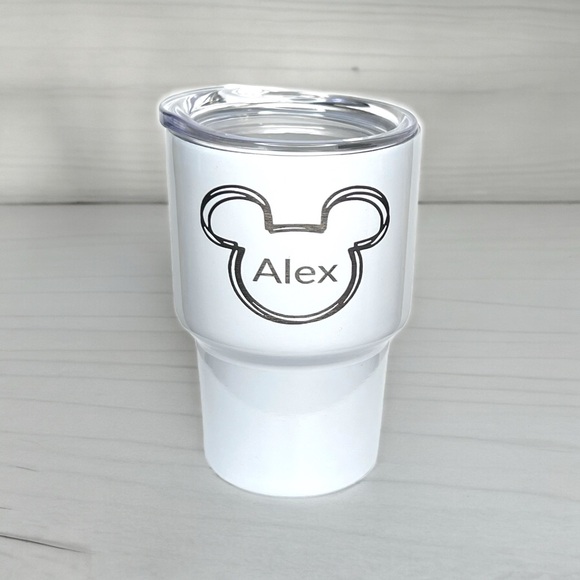 Mr. And Mrs. Mouse Ears Engraved with Name 2oz Mini Shot Glass Tumbler - Picture 4 of 6